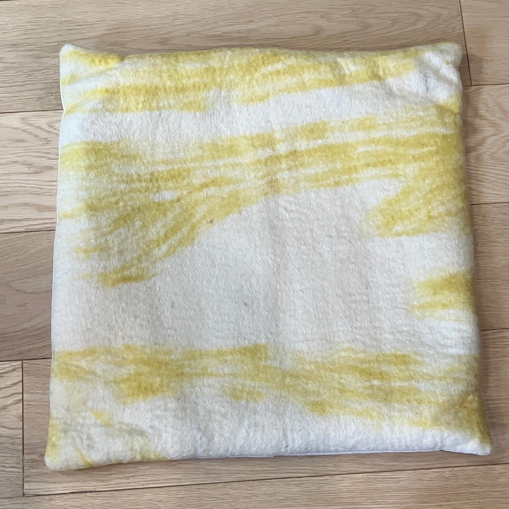 West Elm Yellow and White Throw Pillow Cover 20”x20”